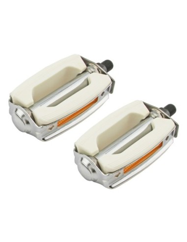 Krate Rubber Pedals 1/2 White/Chrome.